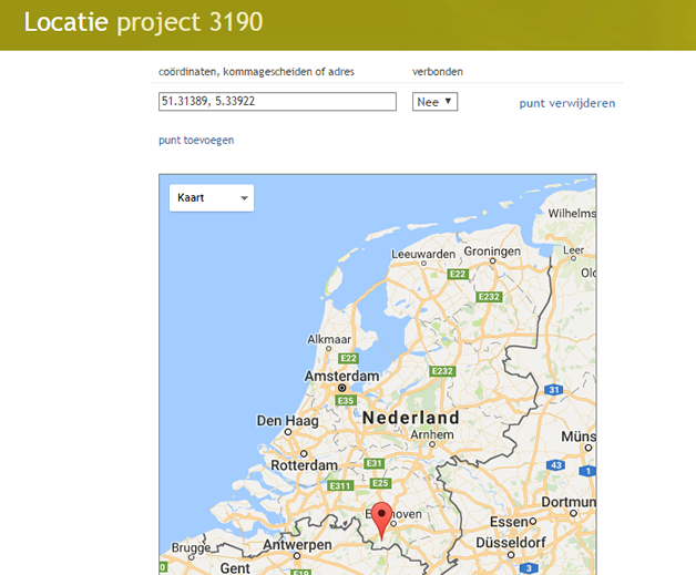 Locaties projecten invoeren