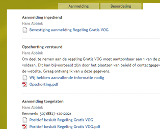 Evavluatie aanmelding met aandachtspunten.