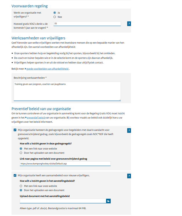 Formulier voor invullen begroting