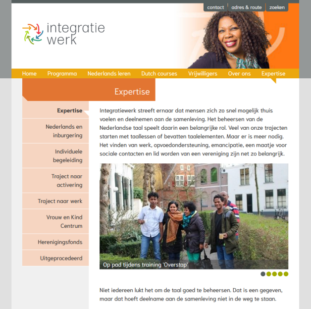 Impressie van de Integratiewerk website.