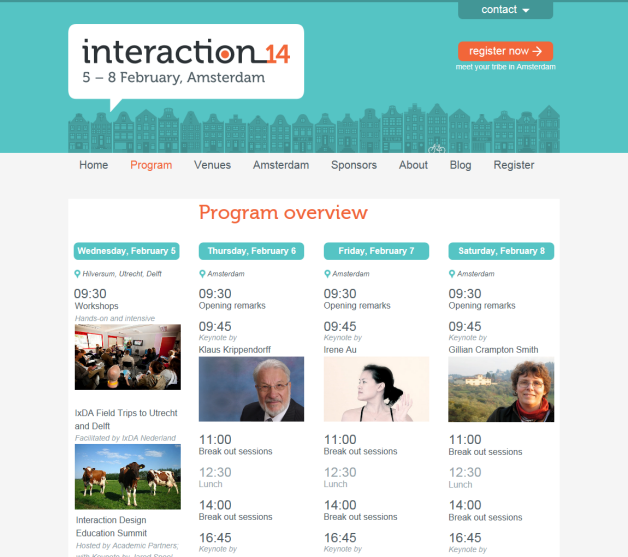 Impressie van de Interaction14 website.