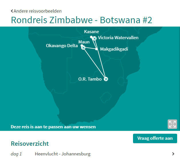 Reisvoorbeeld met overzichtelijke kaart