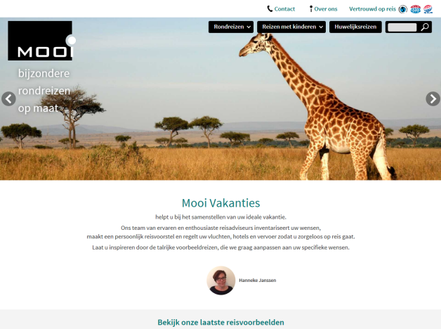 Impressie van de Mooi Vakanties website.