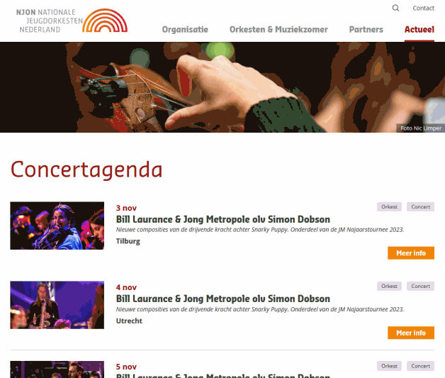 Concertagenda van de Nationale Jeugdorkesten Nederland