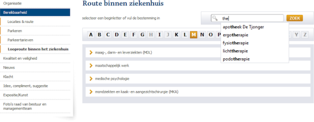 Bestemming zoeken in ziekenhuis De Tjongerschans