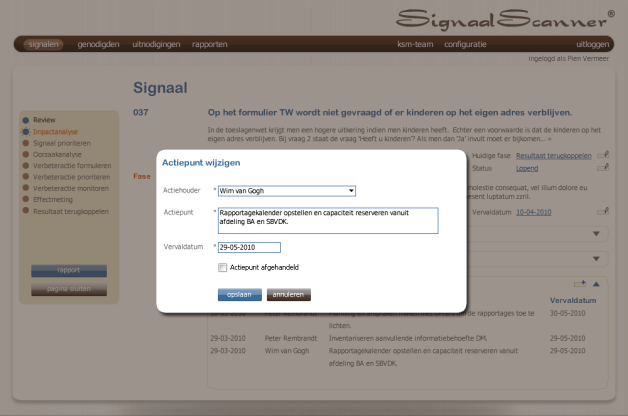 Continu informeren van betrokkenen in de SignaalScanner.