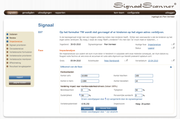 Impactanalyse in de SignaalScanner.